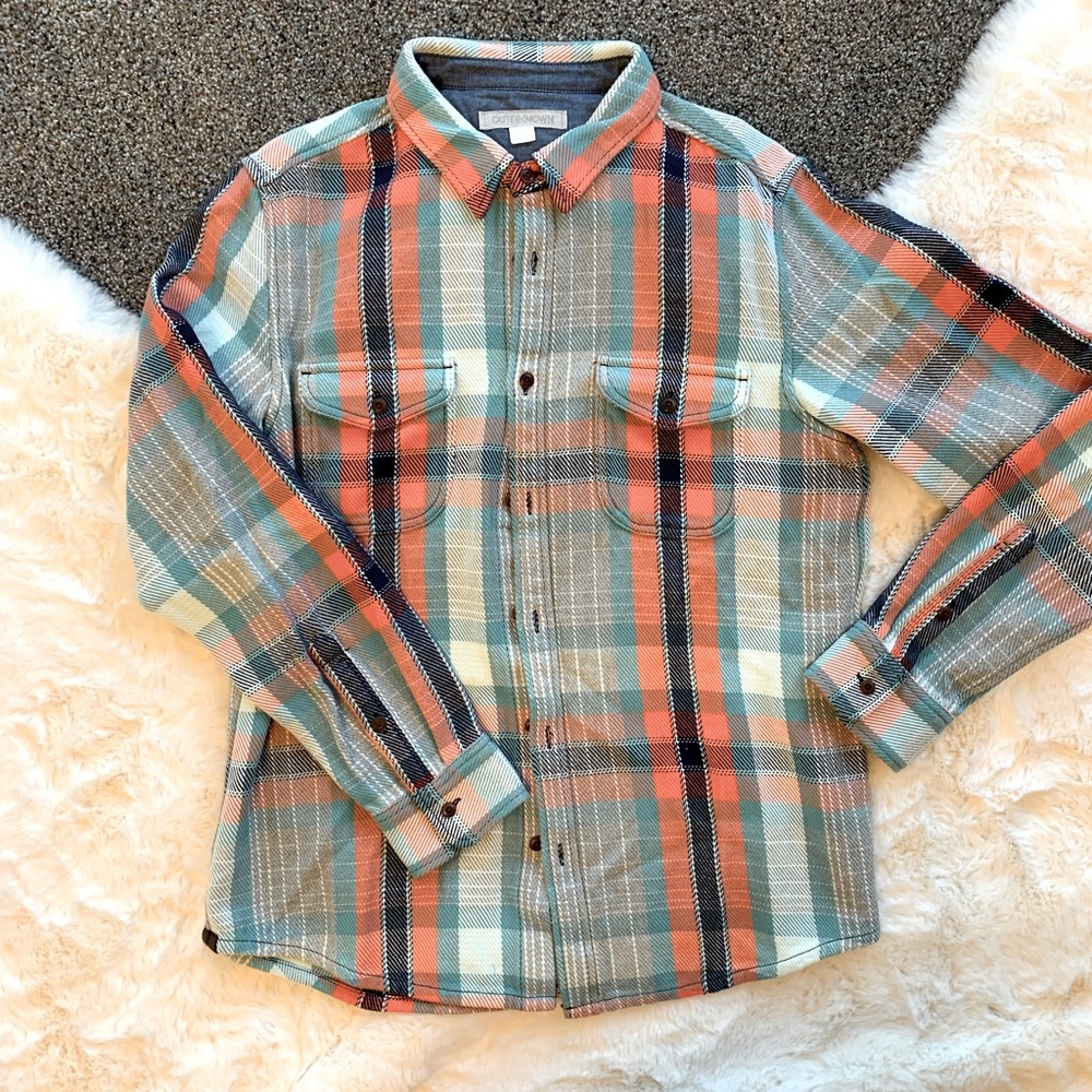 Plaid thick button up coat/shirt
